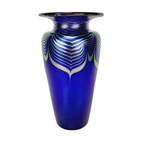 VTG Steven Correia Pulled Feather Iridescent Vase Artist Proof Signed Dated 10" - Picture 3 of 16